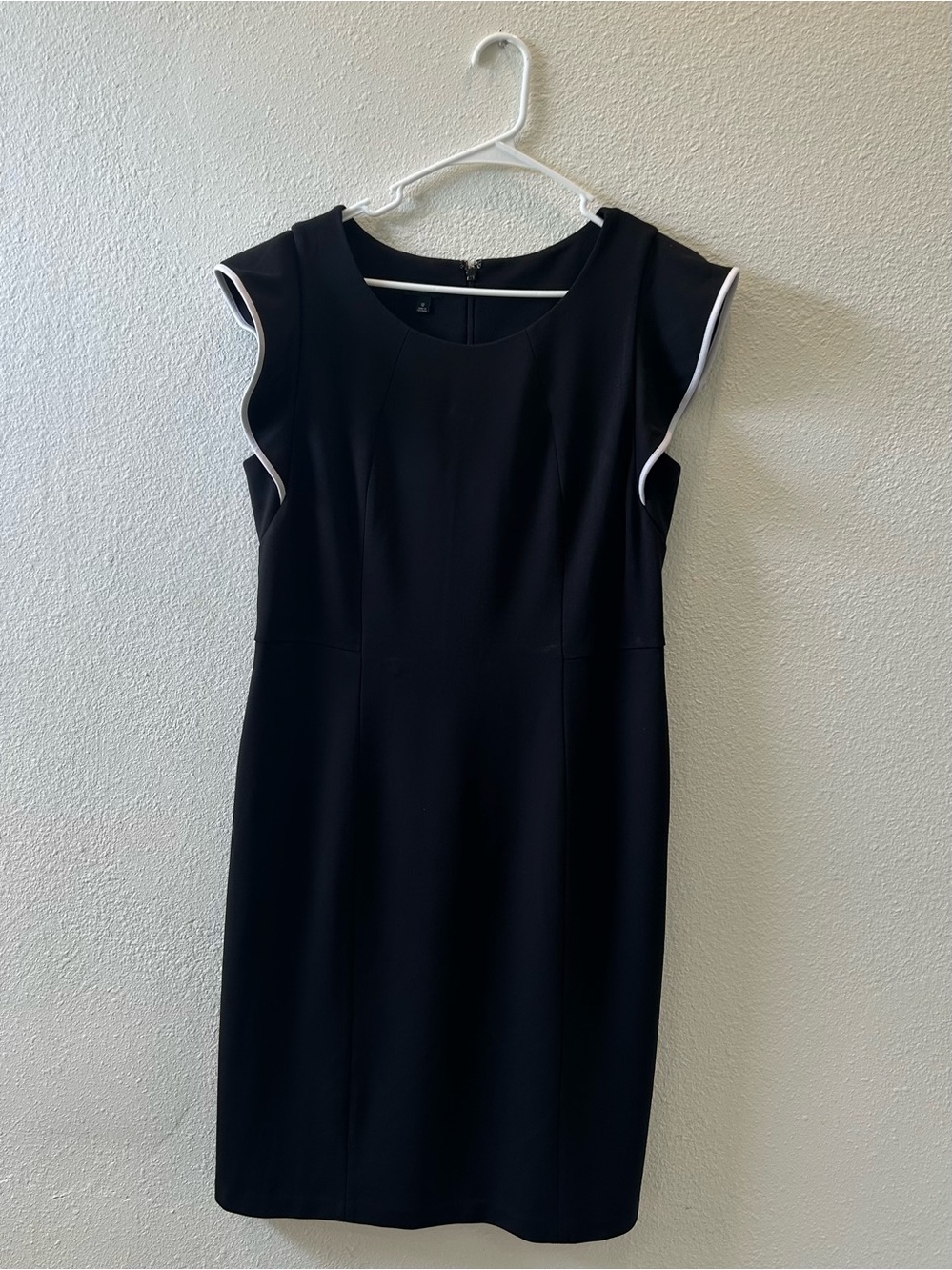 Talbots Black Midi Dress with White Trim